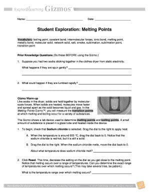 Student exploration melting points. Things To Know About Student exploration melting points. 